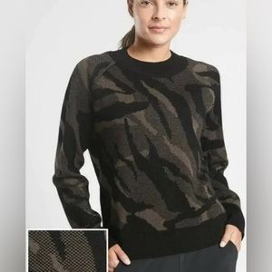 Athleta Textured Crew Sweater - Black/Tan - Size S